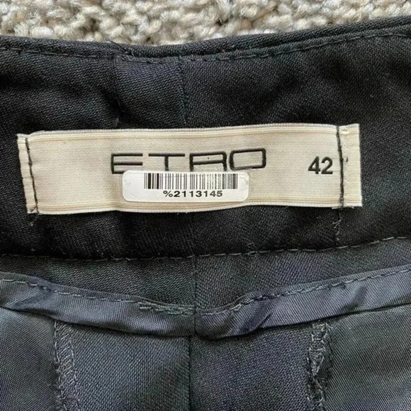 Etro Pants - ETRO Italy Women's Black Wool Cropped Pants US 6 Med IT 42 High rise Flat Front